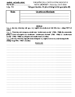 Thi kiểm tra chất lượng học kỳ II môn Lịch sử 6 (năm học 2015 - 2016)